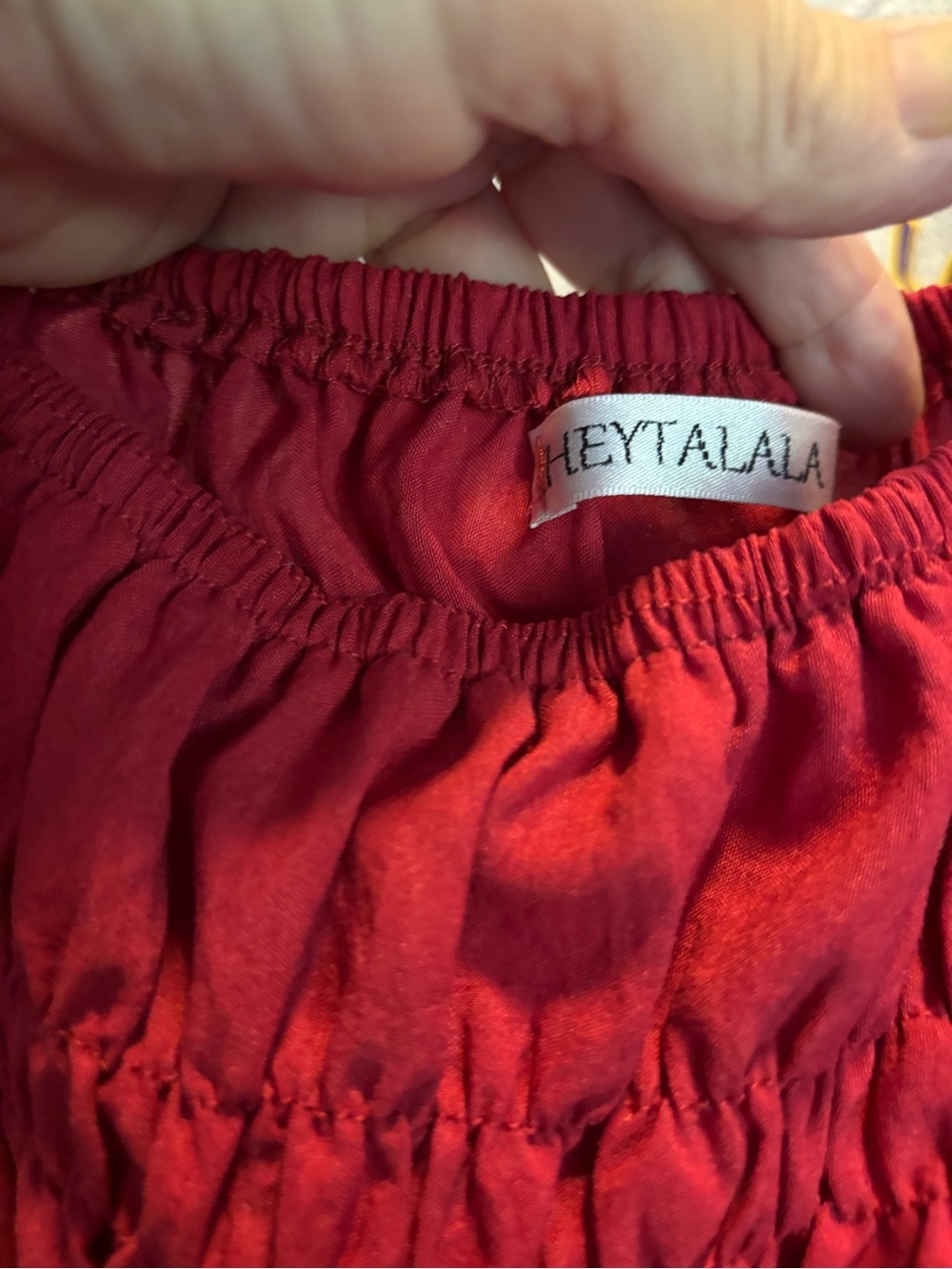 Heytalala Red Smocked Waist Blouse